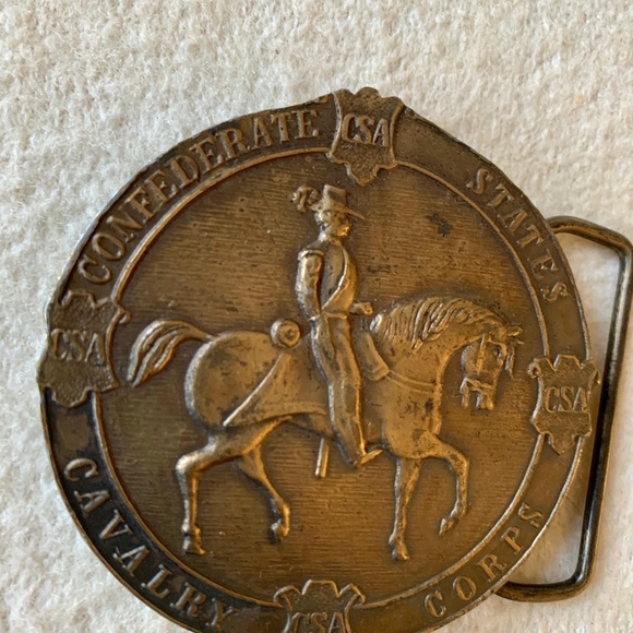 Vintage Brass Confederate States Cavalry Corps Belt Buckle 1970's CSA - Picture 2 of 7